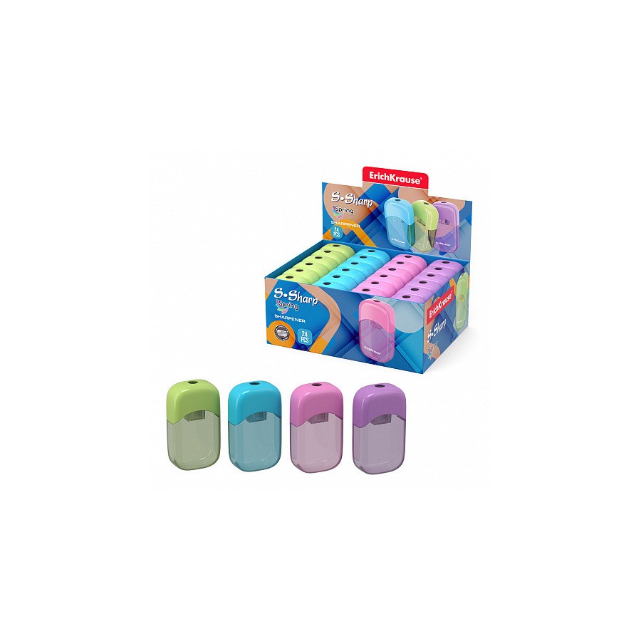 12281-SACAPUNTAS DE PLASTICO S-SHARP CON DEPOSITO, COLOR: SURTIDO ERICH KRAUSE 56035