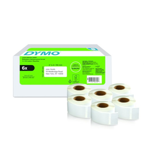 12341-PACK 6 ROLLOS LW ETIQUETAS 25X54MM DYMO 2177564