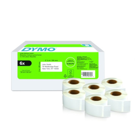 12341-PACK 6 ROLLOS LW ETIQUETAS 25X54MM DYMO 2177564