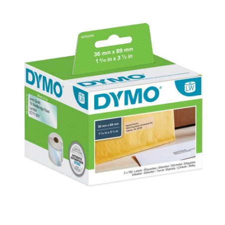 12343-PACK 12 ROLLOS LW ETIQUETAS 36X89MM DYMO 2093093