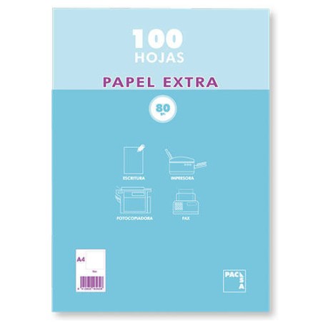 1237-PAQUETE PAPEL EXTRA BLANCO SATINADO 100 HOJAS 80 GRS. A-4 (210X297MM.) LISO PACSA 21811