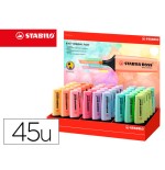 12415-EXPOSITOR MARCADORES FLUORESCENTES PASTEL 45 UNIDADES SURTIDAS STABILO 70/45-4