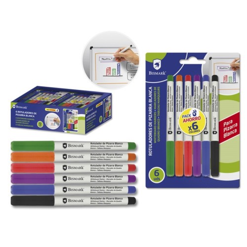 12420-ROTULADORES PIZARRA BLANCA BLISTER 6 COLORES BISMARK 328355