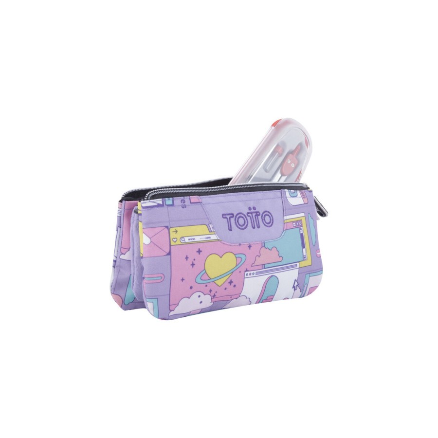 12451-ESTUCHE ESCOLAR TRES COMPARTIMENTOS MORADO CIBER - TABLERO TOTTO AC52ECO012-2210Z-2QI