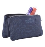 12454-ESTUCHE ESCOLAR TRES COMPARTIMENTOS AZUL Y NEGRO GEOMETRIC - TABLERO TOTTO AC52ECO012-2210Z-3JG