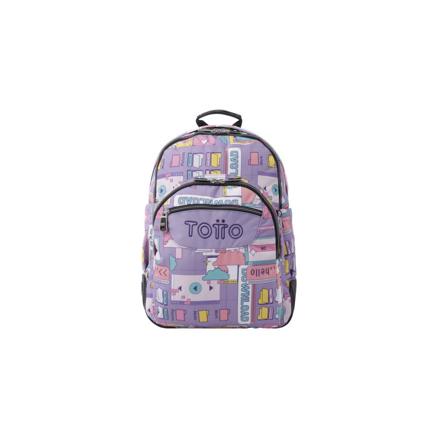 12464-MOCHILA ESCOLAR MORADO CIBER - CRAYOLES TOTTO MA04ECO029-2210N-2QI