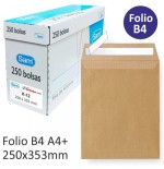 1263-CAJA 250 BOLSAS DIN B4 FOLIO (250X353) KRAFT 90 GRS. AUTOSAM AUTOADHESIVO CON TIRA DE SILICONA SAM 145607