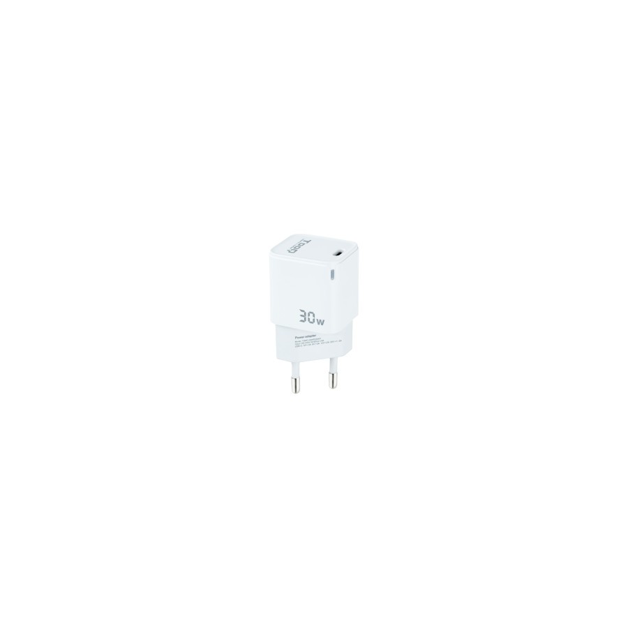 12710-TooQ Cargador de Pared GAN USB-C/PD 30W, Blanco