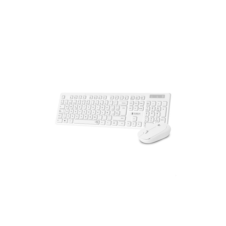 12730-SUBBLIM Teclado Ergonomico y raton Combo Business Slim Silencioso Inalambrico 2.4G Blanco