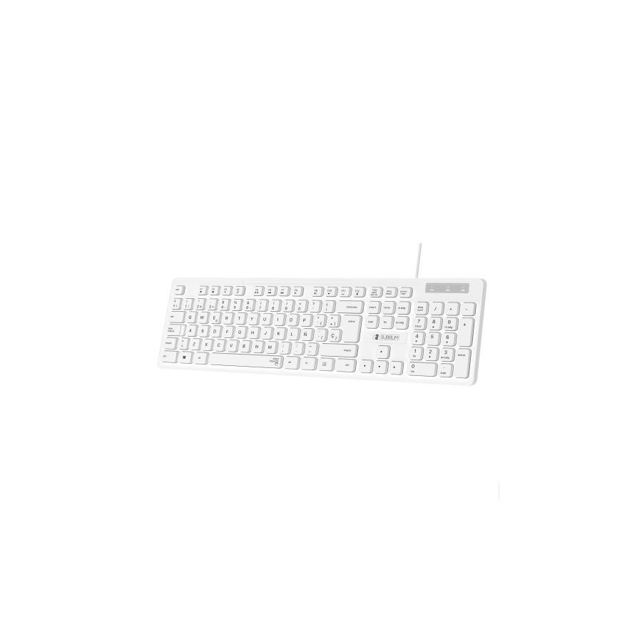 12732-SUBBLIM Teclado Ergonomico Business Slim Silencioso con cable USB Blanco