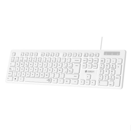 12732-SUBBLIM Teclado Ergonomico Business Slim Silencioso con cable USB Blanco
