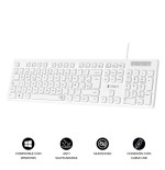 12733-SUBBLIM Teclado Ergonomico Business Slim Silencioso con cable USB Blanco