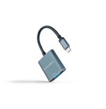 12766-Nanocable Conversor USB-C a VGA, USB-C/M-VGA/H, Aluminio, Gris, 10 cm