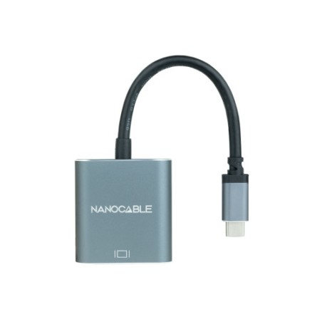 12767-Nanocable Conversor USB-C a VGA, USB-C/M-VGA/H, Aluminio, Gris, 10 cm