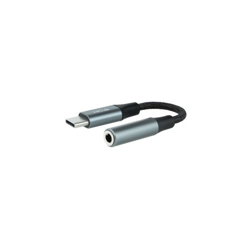 12770-Nanocable Cable Adaptador Audio USB-C/M a Jack 3.5/H, 11 cm, Negro/Gris