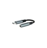12770-Nanocable Cable Adaptador Audio USB-C/M a Jack 3.5/H, 11 cm, Negro/Gris