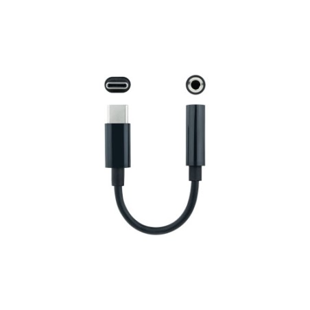 12773-Nanocable Cable Adaptador Audio USB-C/M a Jack 3.5/H, 11 cm, Negro