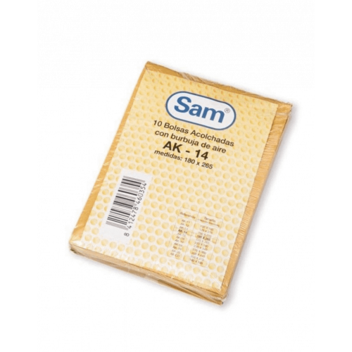 1284-PAQUETE 10 UDS. BOLSA AIR BAG ACOLCHADA ENVIOS ESPECIALES AK-14 KRAFT AUTOADHESIVO MEDIDA INTERIOR 180X265, 26 GRS.