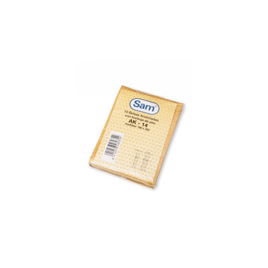 1284-PAQUETE 10 UDS. BOLSA AIR BAG ACOLCHADA ENVIOS ESPECIALES AK-14 KRAFT AUTOADHESIVO MEDIDA INTERIOR 180X265, 26 GRS.