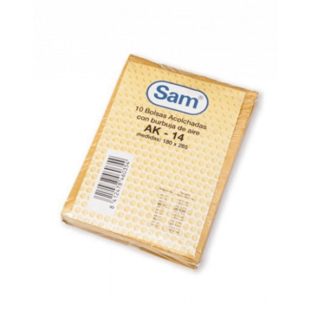 1284-PAQUETE 10 UDS. BOLSA AIR BAG ACOLCHADA ENVIOS ESPECIALES AK-14 KRAFT AUTOADHESIVO MEDIDA INTERIOR 180X265, 26 GRS.