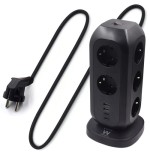 12895-Ewent EW3862 base multiple 2 m 11 salidas AC Interior Negro