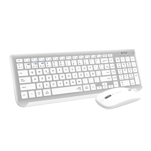 12998-SUBBLIM Teclado con Raton Bluetooth + 2.4G Combo Dual Prestige Extendido Plata/Blanco