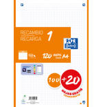 13018-RECAMBIO COLOR 1 A4 100+20 HOJAS 5X5 NARANJA 90GRS OXFORD 400158163