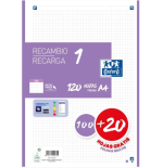 13020-RECAMBIO COLOR 1 A4 100+20 HOJAS 5X5 LILA 90GRS OXFORD 400158164