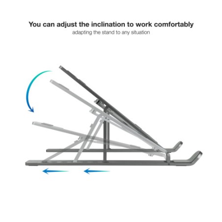 13035-TOOQ SOPORTE ELEVADOR ALUMINIO PLEGABLE PORTATILES GRIS