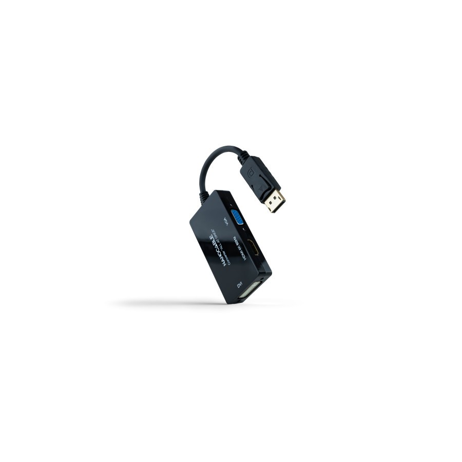 13038-Nanocable Conversor DISPLAYPORT a HDMI/DVI/VGA, 20 cm, Negro