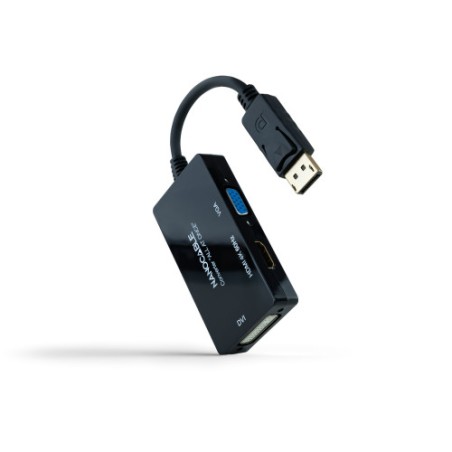 13038-Nanocable Conversor DISPLAYPORT a HDMI/DVI/VGA, 20 cm, Negro