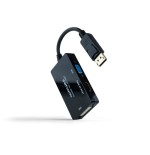 13038-Nanocable Conversor DISPLAYPORT a HDMI/DVI/VGA, 20 cm, Negro