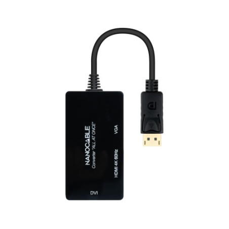 13039-Nanocable Conversor DISPLAYPORT a HDMI/DVI/VGA, 20 cm, Negro