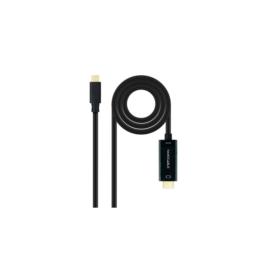 13040-Nanocable Cable Conversor USB-C a HDMI 1.4 4K@30HZ 1.8 m, Negro