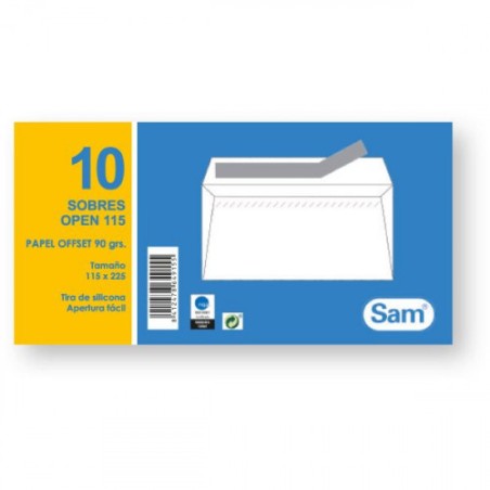 1305-PAQUETES DE 10 SOBRES OPEN TAMANO 115X225  90 GRS. SAM 664915