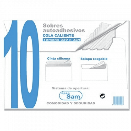 1309-PAQUETES DE 10 SOBRES OFFSET BLANCO 229X324  100 GRS. SAM 664922