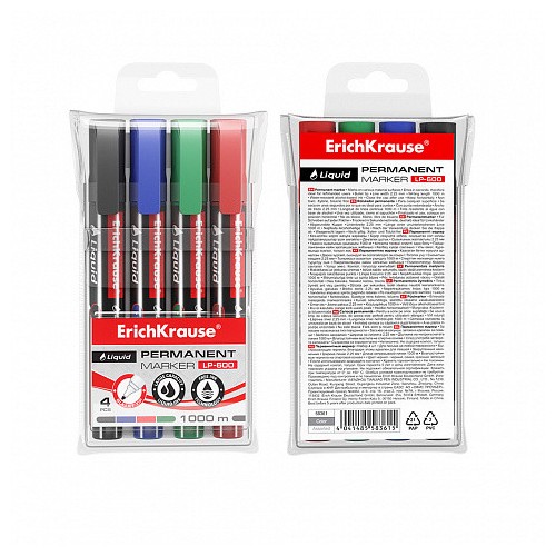 13111-SET 4 MARCADORES PERMANENTES CON TINTA LIQUIDA LP-600 ERICH KRAUSE 58361