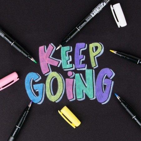 13125-ESTUCHE 6 ROTULADORES BASE DE AGUA FUDENOSUKE PARA PAPEL OSCURO COLORES PASTEL TOMBOW WS-BS-6P