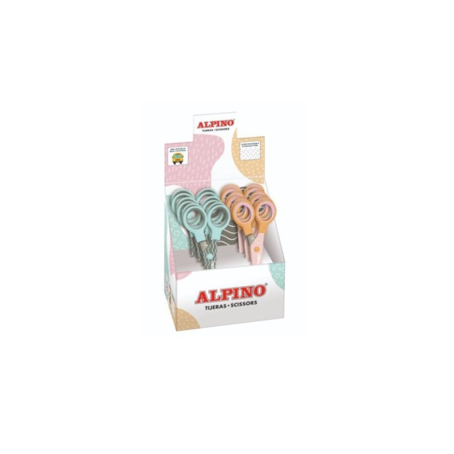 13166-EXPOSITOR 12 TIJERAS ESCOLARES COLOR PASTEL ALPINO PT0051