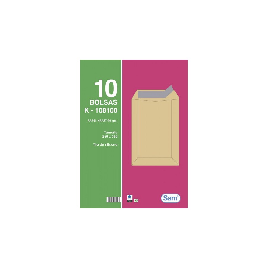 1319-PAQUETES DE 10 BOLSAS BLANCAS, CON TIRA DE SILICONA TAMANO 260X360 100 GRS. SAM 665111