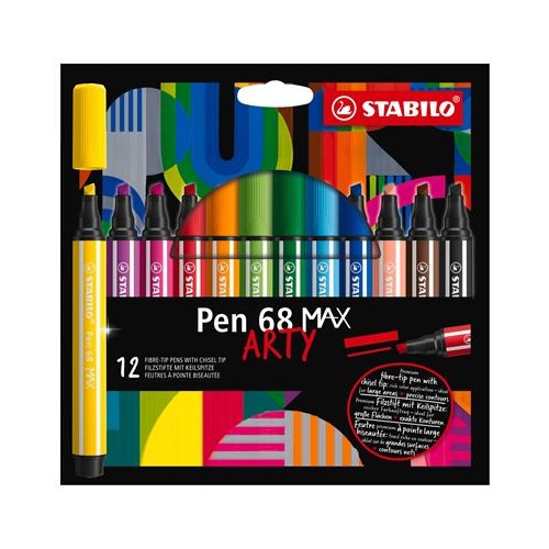 13193-ESTUCHE ARTY CON 12 COLORES-ROTULADOR PREMIUM CON PUNTA BISELADA PEN 68 MAX STABILO 768/12-21