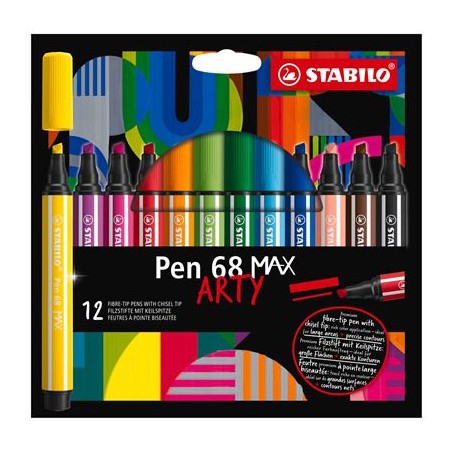 13193-ESTUCHE ARTY CON 12 COLORES-ROTULADOR PREMIUM CON PUNTA BISELADA PEN 68 MAX STABILO 768/12-21
