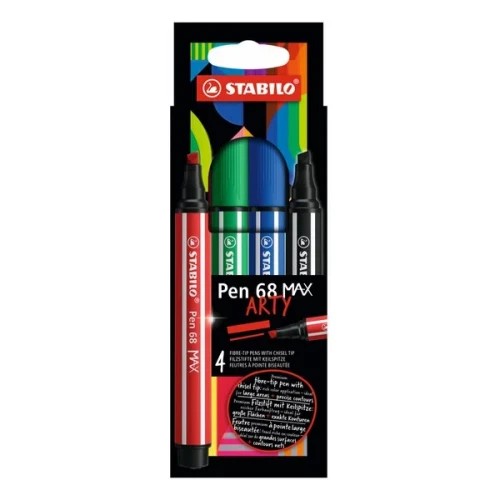 13195-ESTUCHE ARTY CON 4 COLORES-ROTULADOR PREMIUM CON PUNTA BISELADA PEN 68 MAX STABILO 768/04-21