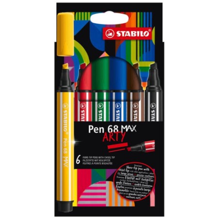 13197-ESTUCHE ARTY CON 6 COLORES-ROTULADOR PREMIUM CON PUNTA BISELADA PEN 68 MAX STABILO 768/06-21