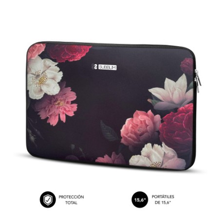 13465-SUBBLIM Funda Ordenador Neopreno Trendy Sleeve Neo Flowers 15,6"