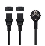 13556-Nanocable Cable de Alimentacion CEE7/M a 2xC13/H, Negro, 1.8 m