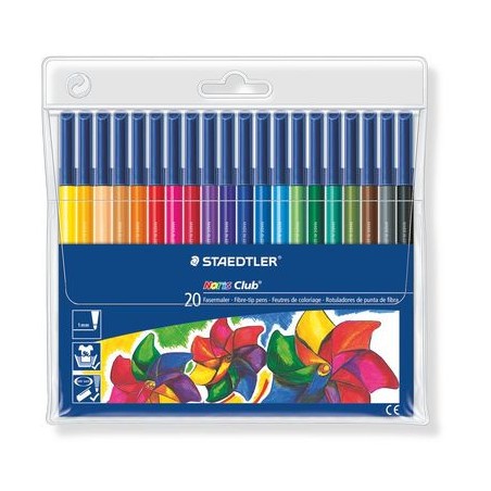 1358-ESTUCHE 20 ROTULADORES NORIS CLUB PUNTA FIBRA SIMETRICA SURTIDOS STAEDTLER 326 WP20