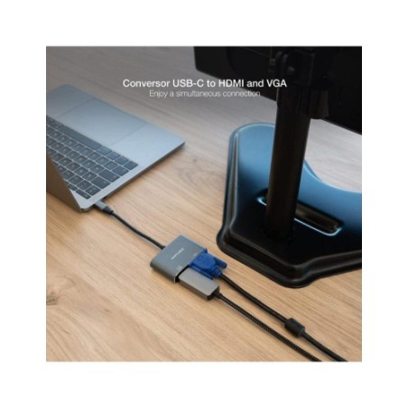 13673-NANOCABLE CONVERSOR USB-C/M A HDMI/H-VGA/H 4K GRIS 15 CM
