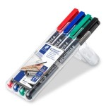 1385-ESTUCHE 4 MARCADORES LUMOCOLOR PERMANENTE PUNTA SUPERFINA 0,4MM. SURTIDOS STAEDTLER 313 WP4