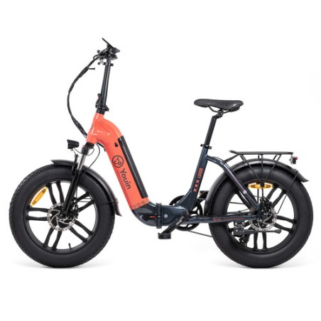 13930-EBIKE  LUXOR - URBAN - FAT 20" X 4 - BAT. INTEGRADA Y EXTRAIBLE - NEGRO/CORAL